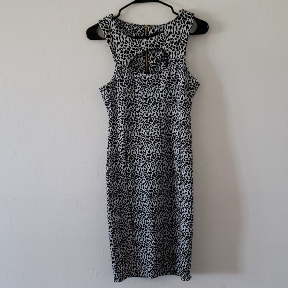 Kardashian Kollection Jacquard Cut Out Dress Size